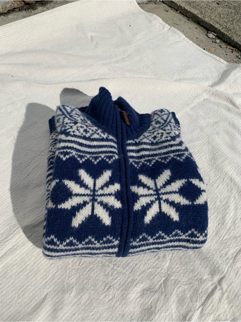 100% Shetland Wool - Le 31 Simons - Nordic Fair Isle Zip Sweater Men's M
